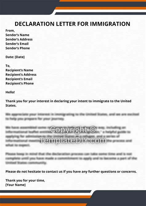 Declaration Letter for Immigration Template in Pdf & Word