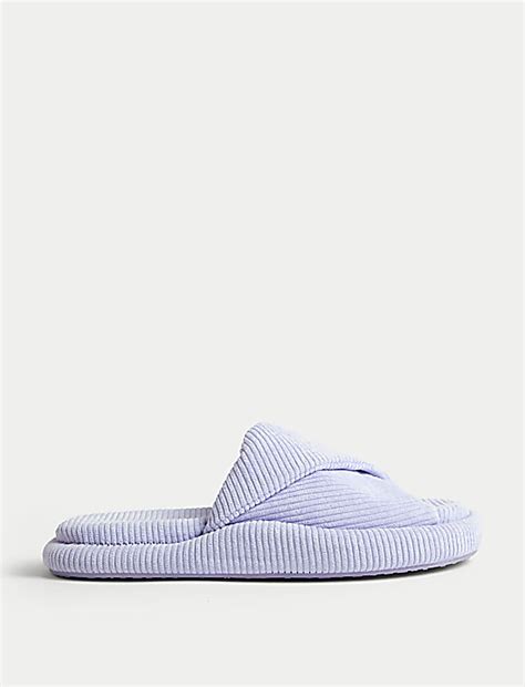 Buy Cord Crossover Slippers at Marks & Spencer