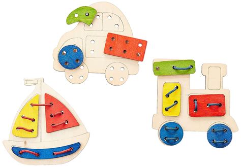 Funskool Ekoplay-Lacing Pattern,Wooden,3 Shapes for Lacing Pieces ...