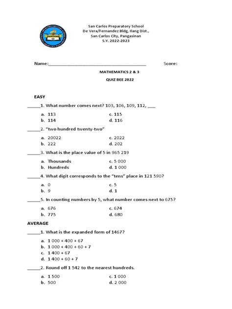 Image result for Math Test Quiz Answersformthree