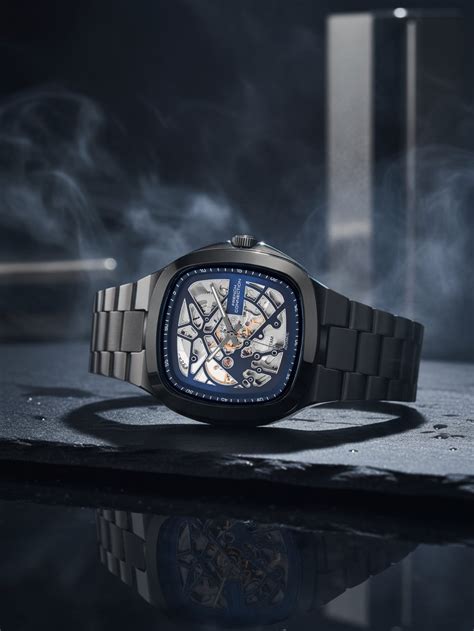 French Connection See Through Blue Square Dial With Stainless Steel ...