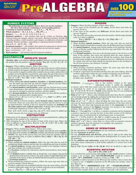 Image result for Algebra Quick Study Guide