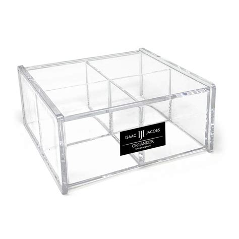 Isaac Jacobs 4-Compartment Square Clear Acrylic Organizer with Lid (5. ...