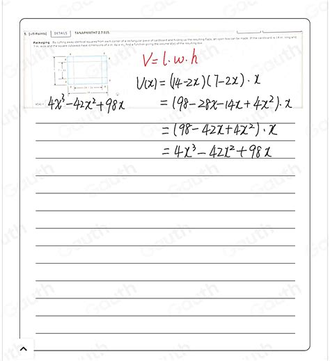 Solved: DETAILS TANAPMATH7 2.7.035. Packaging By cutting away identical ...