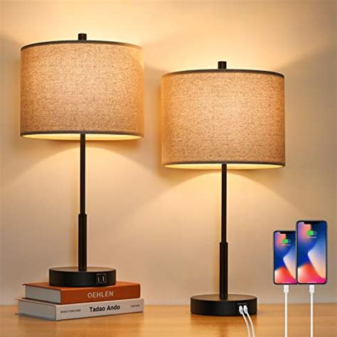 Buy Set of 2 Touch Control Tall Table Lamps with 2 USB Ports, 3-Way ...