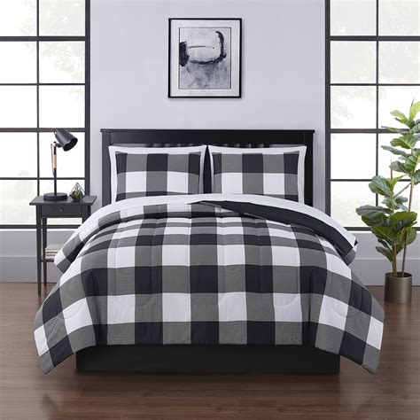 Mainstays Black and White Buffalo Check 8 Piece Bed | Ubuy India