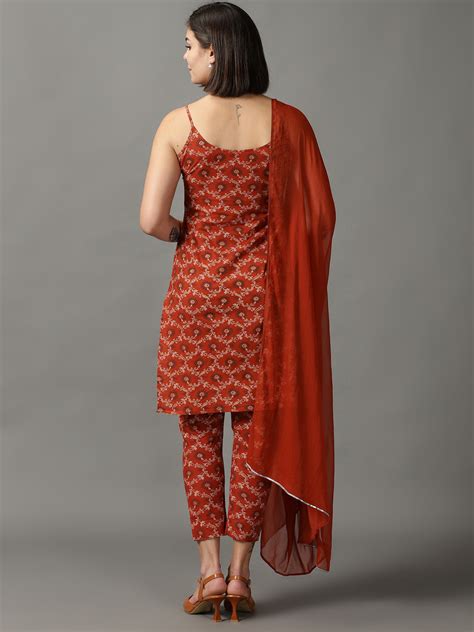 Brown Cotton Kurta With Trouser & Dupatta – divinationclothing