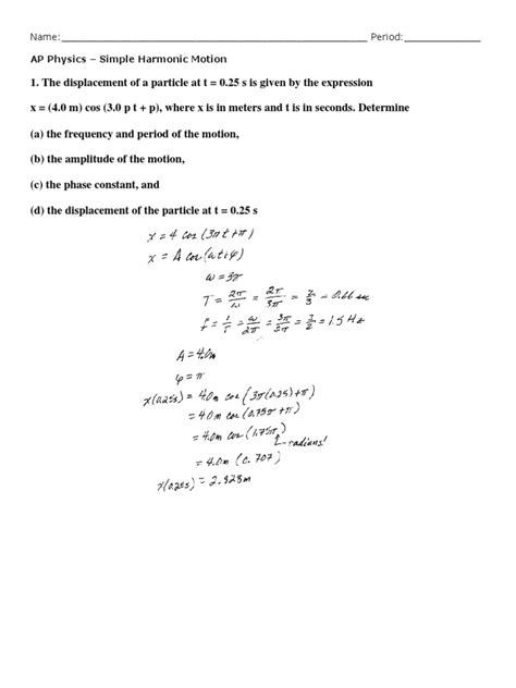 Simple Harmonic Motion Problems 的图像结果