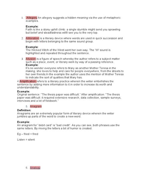 Image result for Literary Devices PDF