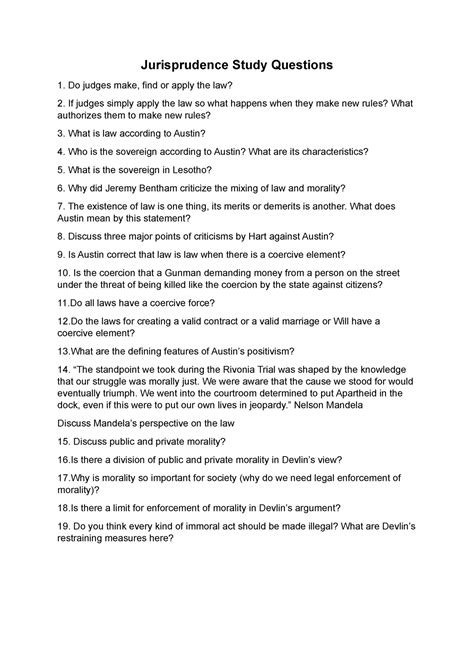 Jurisprudence Study Questions - What does Austin mean by this statement ...