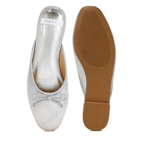 Buy London Rag Party Bow Slip On Silver Mules Online