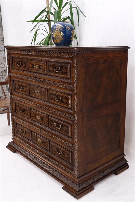 Heavily Carved Spanish Style 4 Drawers Commode Chest of Drawers Dresser ...