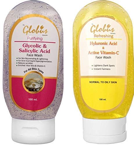 GLOBUS REMEDIES Anti Acne Glycolic & Salicylic Acid Face wash 100ml and ...
