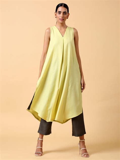 Ivory Gold Cotton Relaxed High-Low Kurta Set – trueBrowns