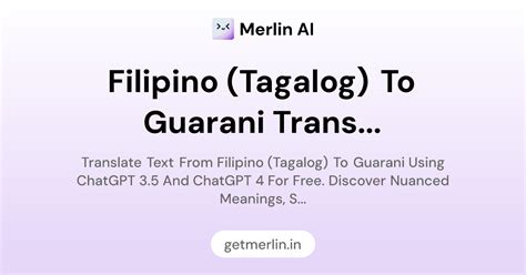 Filipino (Tagalog) to Guarani Translator