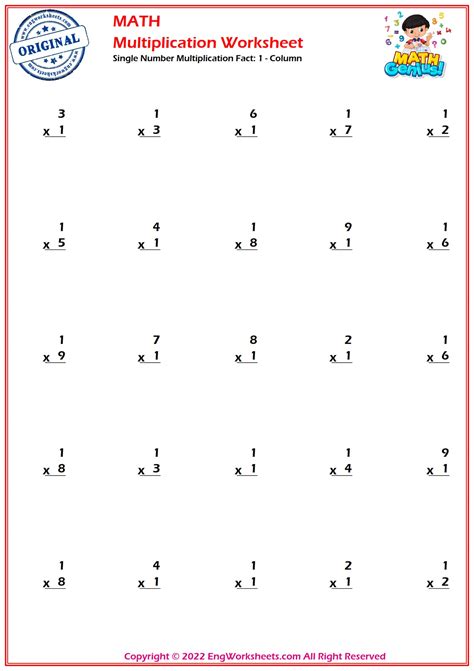 Image result for Multiplication 1 Column