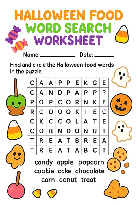 Kindergarten Halloween Word Search Worksheet - Download & Print Now!