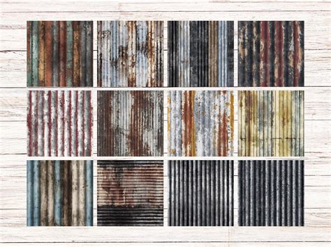 Corrugated Metal Industrial Seamless Patterns | 36 Grunge Texture ...