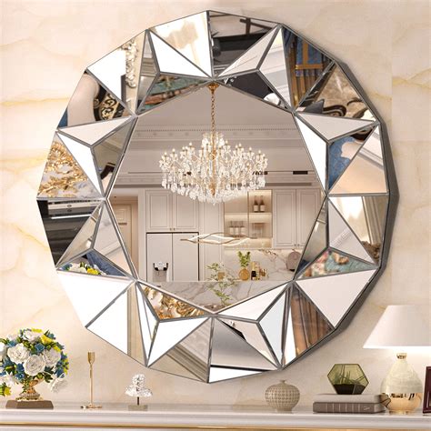 Hasipu Wall Mirrors Decorative, 32'' Mirror Wall Decor, Beveled Edge ...