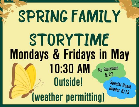 Spring Family Storytime: Special Guest Reader, Rachel Kohl Community ...