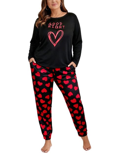ValueVibe Plus Size Pajama Sets for Women Long Sleeve Color Block ...