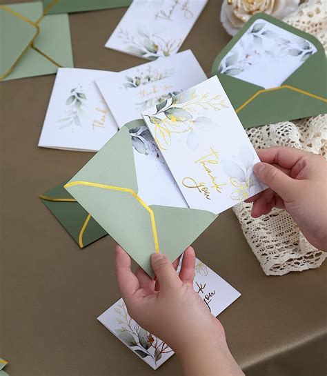 Buy Winoo Design 100 PK Sage Green Thank You Cards with Envelopes Bulk ...