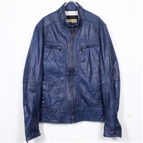 【Caka act2】Blue Color Leather Vintage Leather Jacket | Caka(カカ）下北沢古着屋 ...