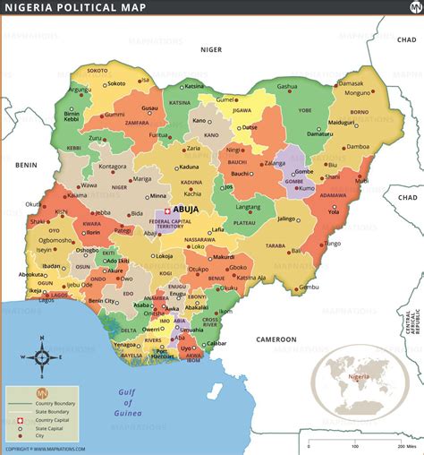 Nigeria Political Map, State Map of Nigeria – States, Capitals, and Major Cities