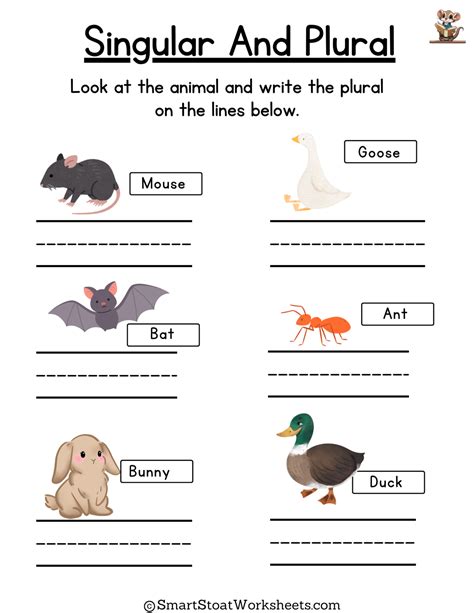 Singular and Plural Words Worksheets for Kindergarten