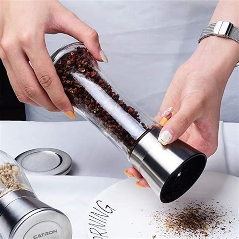 Catron Stainless Steel Spice Grinder Glass, Steel Squeeze Mill,Pepper ...