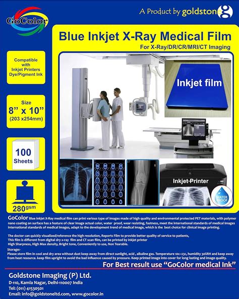 GoColor Inkjet Medical Blue Film for X Ray imaging / Waterproof Film ...