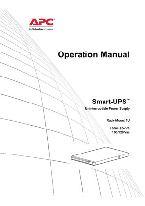 APC Smart-UPS Rack-Mount 1200/1500 VA 100/120 Vac - Operation Manual ...