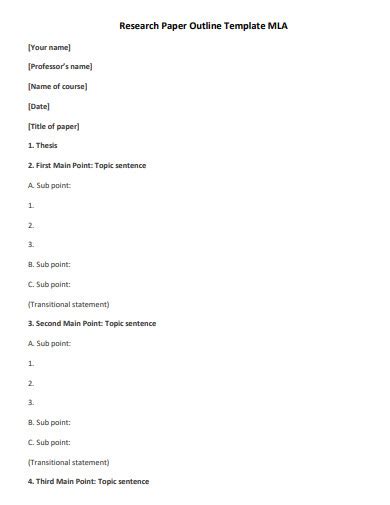 Image result for MLA Format Outline Example