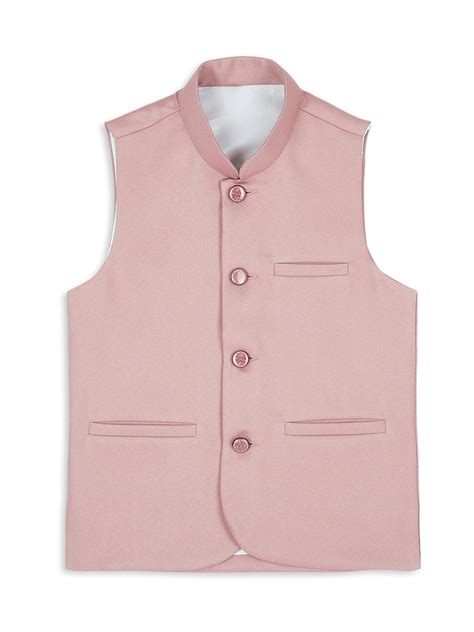 Boy's Peach Polycotton Solid Nehru Jacket – Trendia