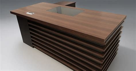Horizon Modern Executive Desk | L-Shaped Walnut Office Table with Slat ...