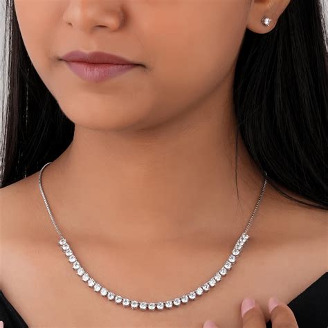 Eleganza Silver Italian Necklace & Stud Earring Set for Women