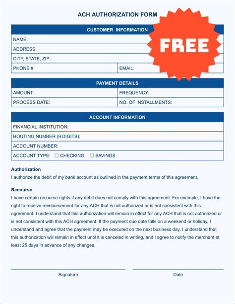 Free ACH Form Template (No Signup Required)
