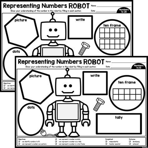 Robot Numbers Worksheet 的图像结果