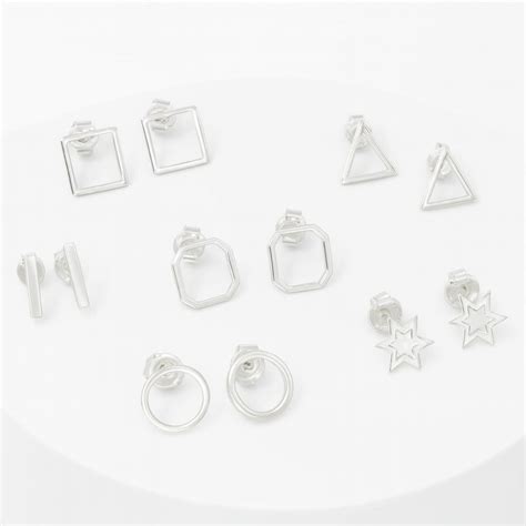 Geometry Box Earrings Set (6 Pairs) – 92.5 Silver | Aadyaa