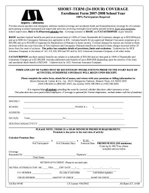 Fillable Online myers stevens overnight field trip forms Fax Email ...