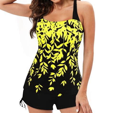 Print Tankini Women's Digital Set Swimsuit Split Beach Large Bikini ...