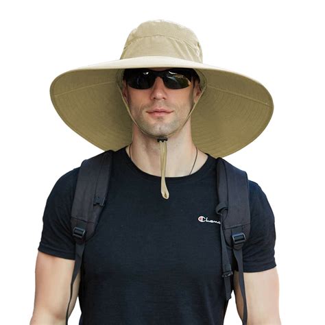 ilfioreemio Super Wide Brim Sun Hat for Men UPF50+ UV Protection Waterproof Boonie Bucket Hat ...