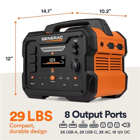 Generac GB1000 Backup Battery Power Station 1600-Watts Portable Power ...