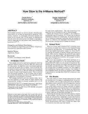 Fillable Online theory stanford How Slow is the k-Means Method ...