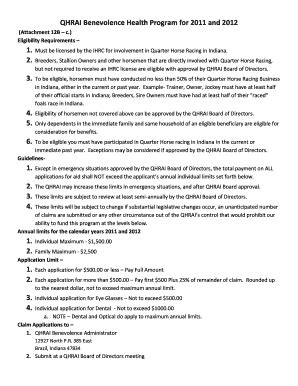 Fillable Online QHRAI Benevolence Health Program for 2011 and 2012 ...