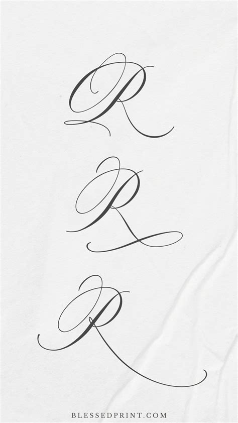 cursive font for tattoos | Monogram Capital R Flourished Letter from La ...