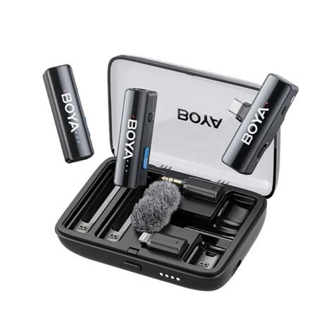 BOYA BY-M1 microphone kit with accessories on a white background