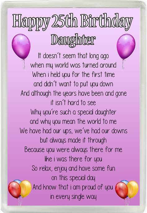 Buy Happy 25th Birthday Daughter Poem Jumbo Fridge Magnet Ideal ...