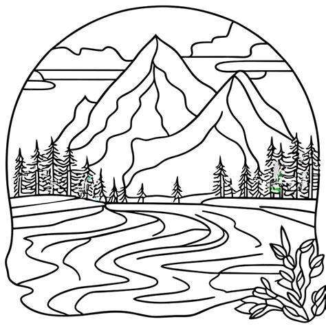 Mountain view coloring page mountain free printable adult coloring page ...