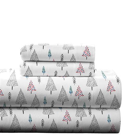 Pointehaven 180 GSM Cotton Flannel Sheet Set - Full, Pine Tree ...